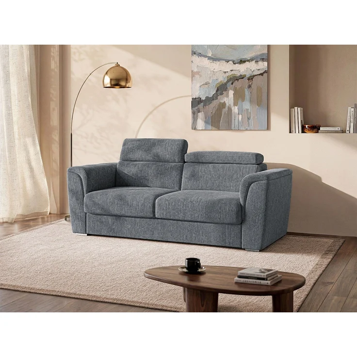 Vente-unique - RIZORA - Schlafsofa - Plastik - Kunststoff (PVC) - Anthrazitgrau - 210 x 223 x 88 cm – Bild 2