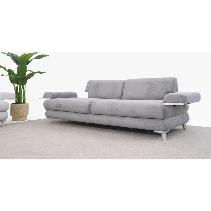 Sitzgruppe/Sofa Set - Wohnzimmergarnitur "Vanda" 3+3+1-Grau/Weiß – Bild 5