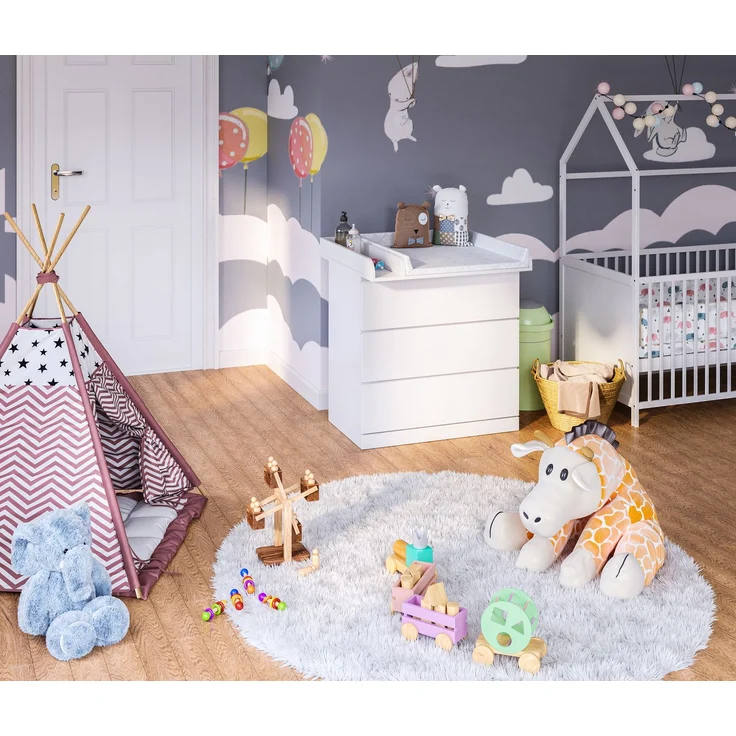 Bellabino 'Oti' Wickelaufsatz für IKEA Kommoden (Malm, Hemnes, Nordli), weiß, mit Trennfach (beidseitig montierbar), 10 x 74 x 80 cm – Bild 2