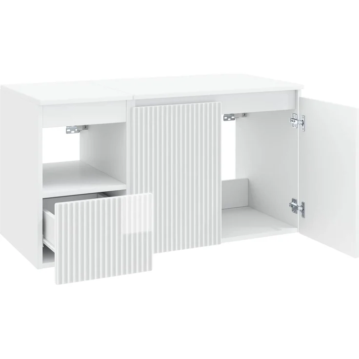 vidaXL Badezimmerschrank-Set 2 stk. Hochglanz Weiß 92,5 x 44,5 x 50 cm 3404118 – Bild 4