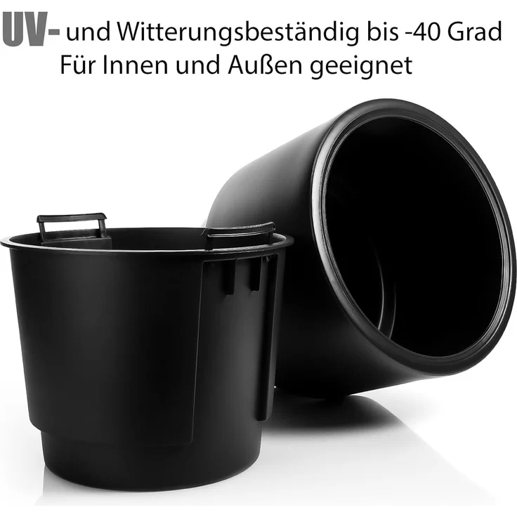 BigDean Blumentopf Pflanzkübel Design mit Einsatz rund ø 47 cm (Set, 1 St, 1 Pflanztopf + 1 Übertopf), Übertopf & Topf, 47cm Durchmesser, Schwarz, Wetterfest & Bruchsicher – Bild 5