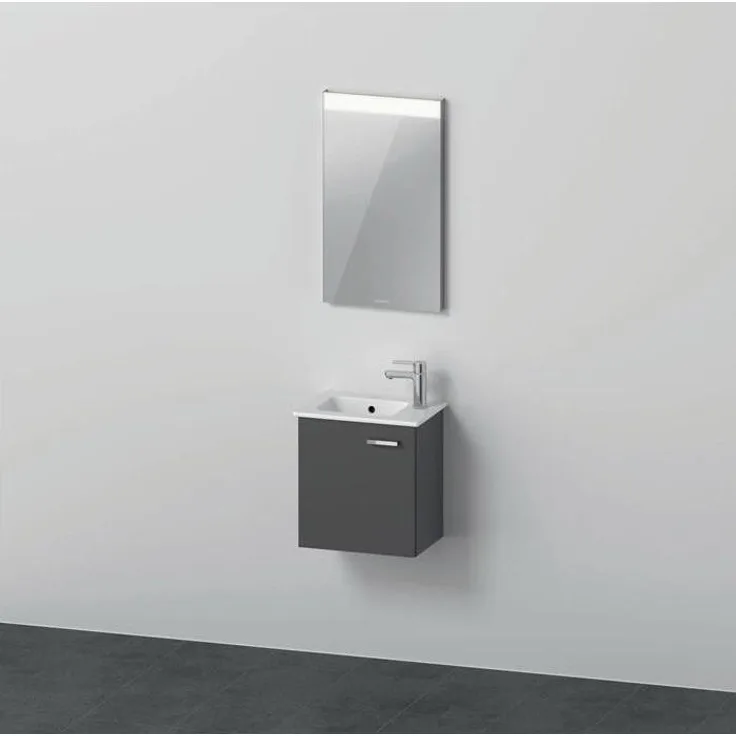 Duravit XBASE 430 Badmöbelset mit LED-Spiegel, Waschtisch und links öffnender Tür, graphit matt