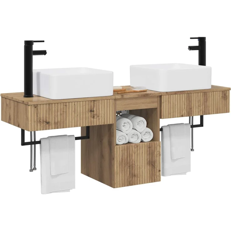 vidaXL Badezimmerschrank-Set 3 stk. Artisan-Eiche 130 x 41 x 80 cm 3405606 – Bild 3