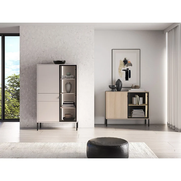 Selsey 'Barnee' – Sideboard mit beleuchteter Glasvitrine, Eichenholzoptik, 107 cm – Bild 7