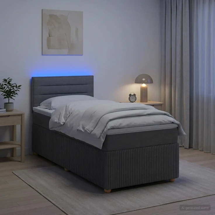 vidaXL Boxspringbett mit Matratze Dunkelgrau 80 x 200 cm Stoff 3452793 – Bild 1