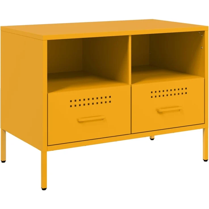 2 pcs TV-Schrank, Lowboard TV Senfgelb 68x39x50,5 cm Stahl – Bild 6