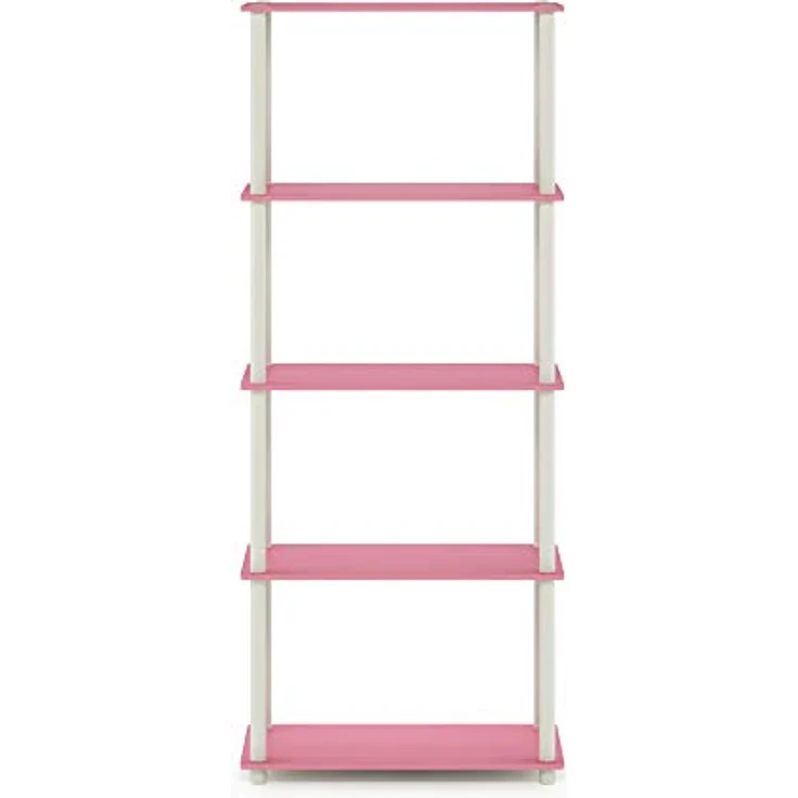 Furinno 5-Ebenen Mehrzweck-Regal, holz, Rosa/Weiß, 29. 46x59. 94x145. 8 cm – Bild 7