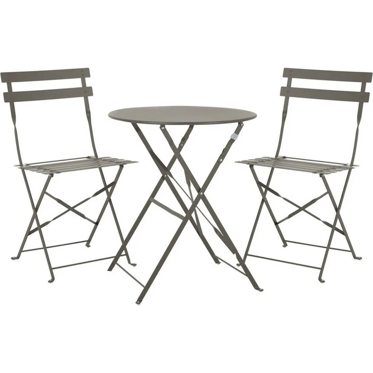 SVITA Balkonmöbel Bistroset Stuhl Tisch Garten Bistro Cafe Metall Klappmöbel Taupe – Bild 1