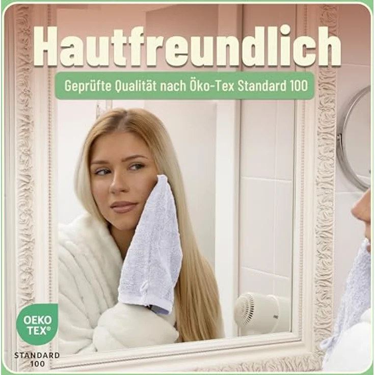 GREEN MARK Textilien 10 TLG. FROTTIER Handtuch-Set mit verschiedenen Größen 4X Handtücher, 2X Duschtücher, 2X Gästetücher, 2X Waschhandschuhe | Farbe: Weiß | Premium Qualität – Bild 6