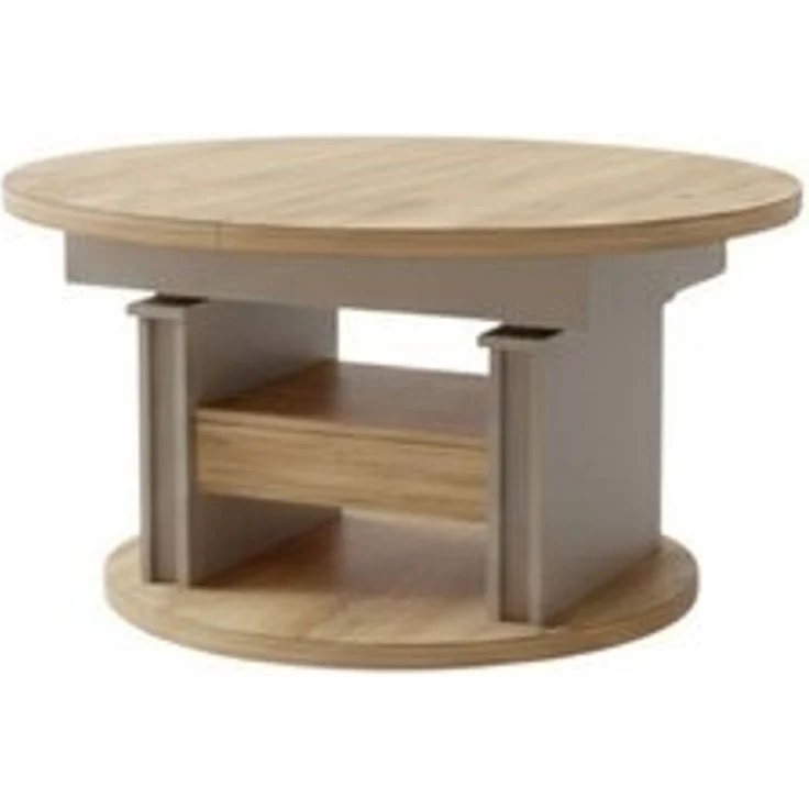 designimpex Couchtisch DA-999 rund ausziehbar höhenverstellbar mit Schublade Wohnzimmer Tisch, Funktionstisch, Wohnzimmertisch, Tisch, Esstisch, Sofatisch, Rollen – Bild 4
