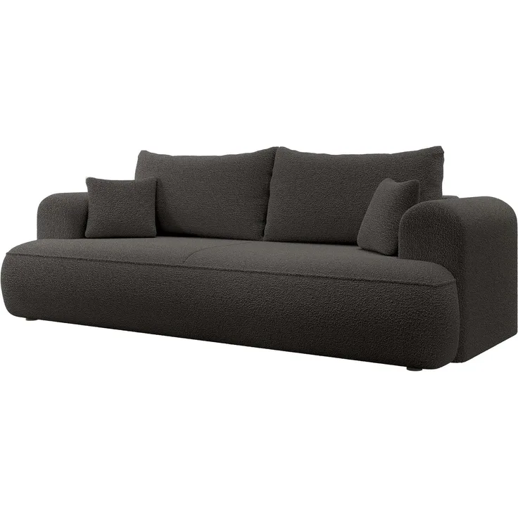 Selsey Sofa Schlafsofa Couch Mit Stauraum Schlaffunktion 3 Sitzer Pflegeleicht Polyurethanschaum Boucle Dunkelgrau OVO