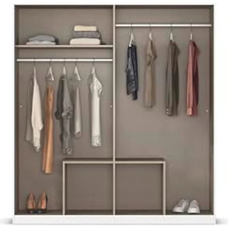 Rauch Möbel Glasgow, Kleiderschrank, Farbe Weiß/Grau metallic, Breite 181cm | Schrank, 4-türig, Spiegel, 4 Schubladen, für Schlafzimmer, Kinderzimmer, Babyzimmer, Garderobe, Flur – Bild 6