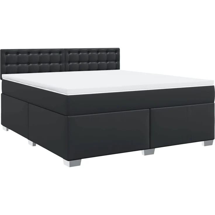vidaXL Boxspringbett mit Matratze Schwarz 180x200 cm Kunstleder 3288432 – Bild 3