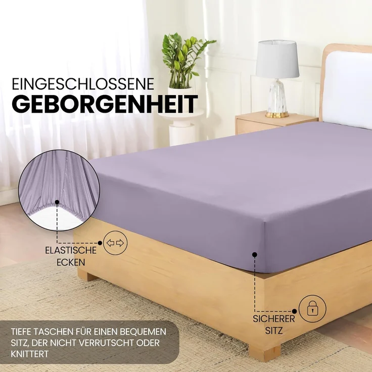 Utopia Bedding - Spannbettlaken 140x200 cm - Lavendel - Gebürstete Polyester-Mikrofaser Spannbetttuch - 35 cm Tiefe Tasche – Bild 4