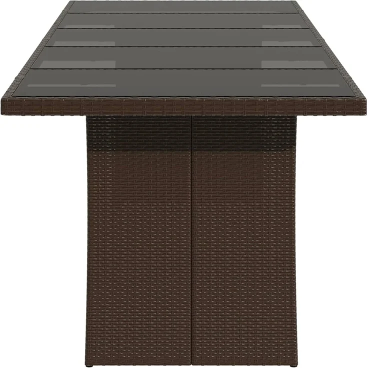 Gartentisch, Balkontisch mit Glasplatte Braun 240 x 90 x 75 cm Poly Rattan – Bild 5