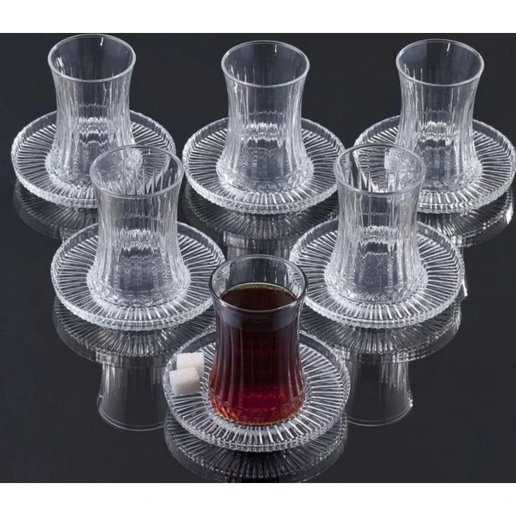 EmirtexHome Teeglas Pasabahce Elysia 6er Teegläser Set mit Unterteller 12-teilig, 12-tlg. – Bild 2