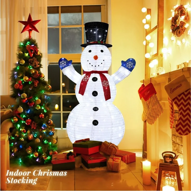 LALAHO Schneemann LED-Schneemann Weihnachten deko, 180cm mit 200 LEDs Weihnachtsbeleuchtung für Innen und Außen – Bild 3