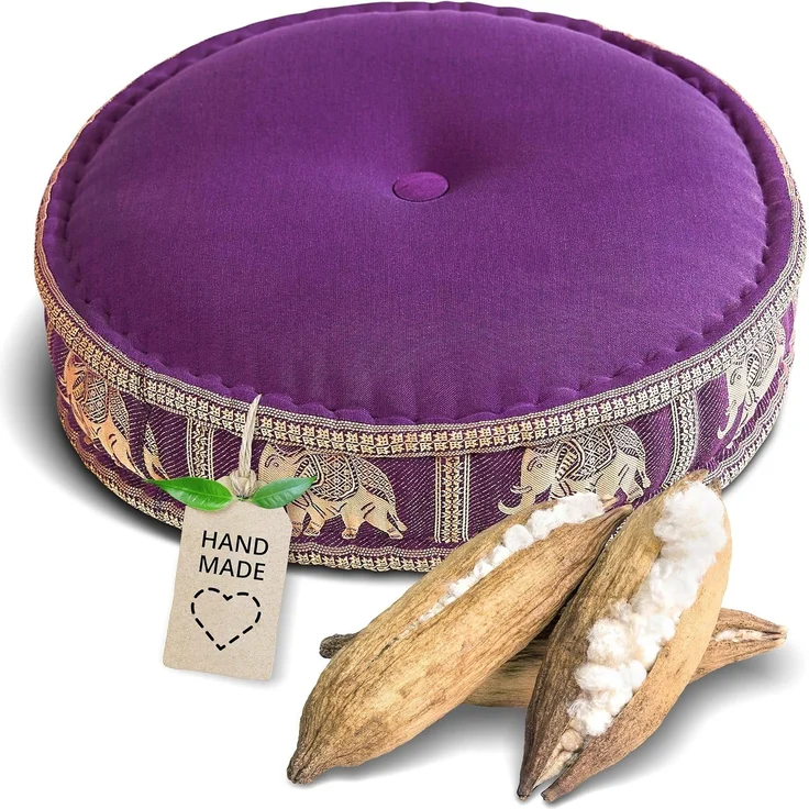 livasia Meditationskissen Zafukissen groß (Deluxe) vegan und handgefertigt, 44x15cm, Kapok – Bild 1