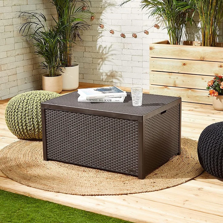 Allibert 220001 Lounge Tisch Arica, Kissenboxfunktion, Rattanoptik, Kunststoff, braun – Bild 2