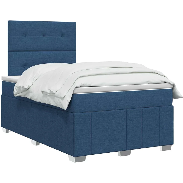 vidaXL Boxspringbett mit Matratze mit Kopfteil Blau 120 x 190 cm Stoff 3454098 – Bild 3