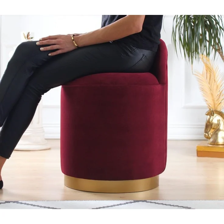 Hanah Home 'Dover - Claret Red' Pouffe, Bordeauxrot, 45 x 50 x 45 cm – Bild 3