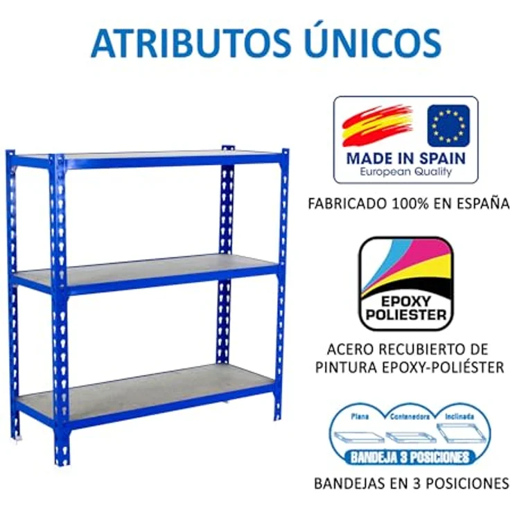 Simon Rack Schwerlastregal, 1000 x 1100 x 400 mm, Bis 200 kg Belastbar, 3 Verstellbare Ablagen, MDF-Platten, Kellerregal, Lagerregal, Blau/Holz - Simonclick – Bild 8