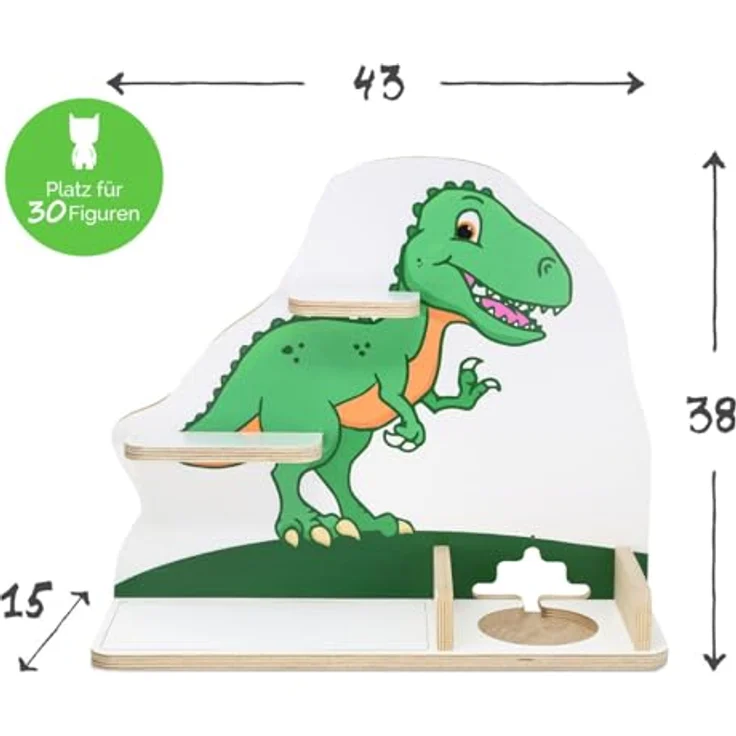 stadtecken Kinder Regal für Musikbox I Geeignet für die Toniebox und ca. 50 Tonies I Perfekte Aufbewahrung für Kinderzimmer I zum Aufstellen oder Aufhängen (T-Rex, Mittel) – Bild 4