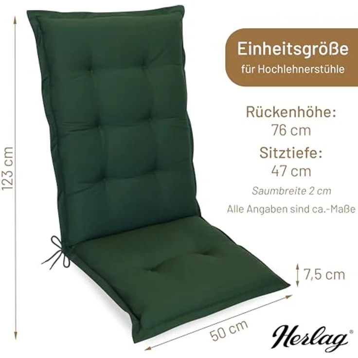 Herlag Hochlehnerauflage Valeria Gartenstuhlauflage für Hochlehner 123x50x7,5cm Muster, Gartenmöbelauflage Design-Edition – Bild 4
