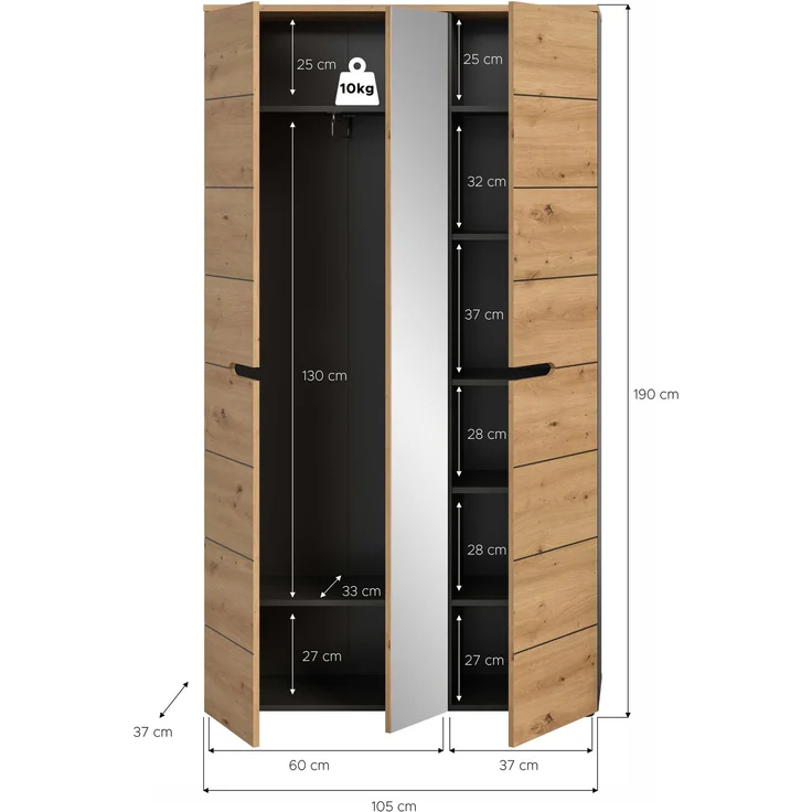 Canu Garderobenschrank in Artisan Nachbildung – Bild 4