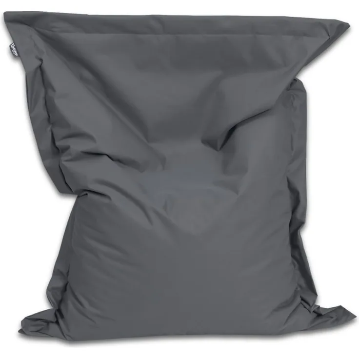 BuBiBag Sitzsack 70x70 cm mit Füllung – Handgefertigt – Bean Bag Indoor & Outdoor – Bodenkissen Sitzkissen für Kinder – weich bequem wasserabweisend – Anthrazit