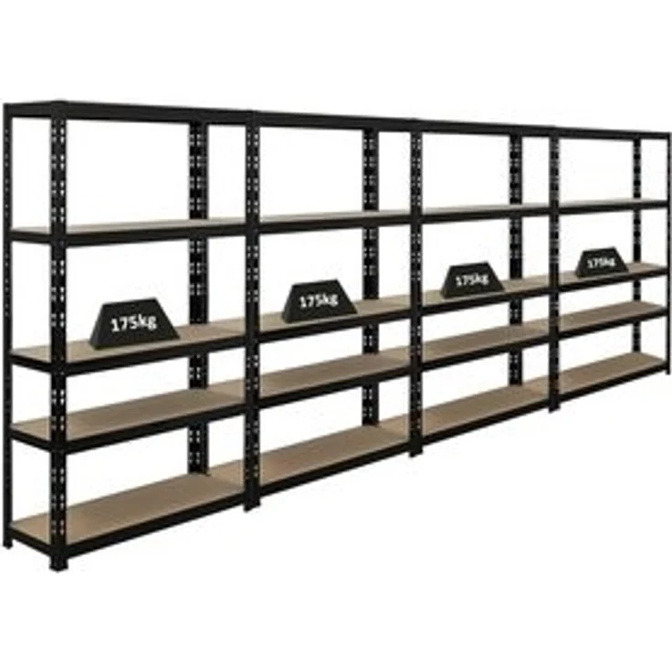 PROREGAL® Schwerlastregal MegaDeal 4 Stück APOLLO 150x90x30cm Fachlast 175kg Schwarz, 4-tlg. – Bild 6