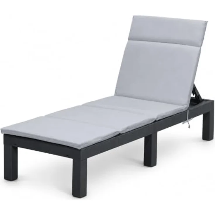 Koll Living Gartenliege 'Miami', UV- und wetterbeständig, Kunststoff in Anthrazit mit grauer Auflage, 187 cm Länge – Bild 1