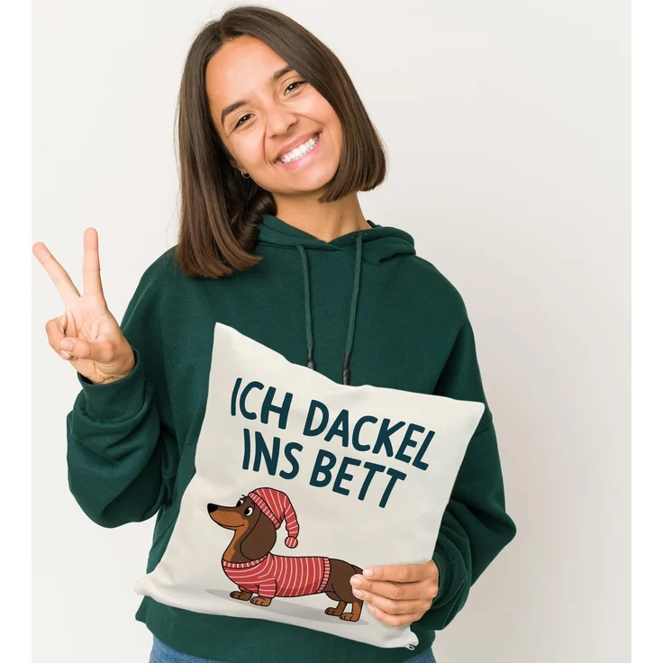 speecheese Dekokissen Dackel im Hemd - Ich dackel ins Bett Kissen – Bild 2