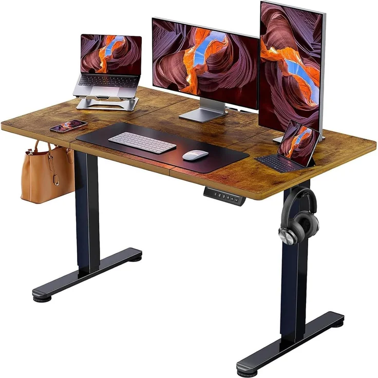 ErGear Elektrisch Höhenverstellbarer Schreibtisch 120x60 cm, Schreibtisch Höhenverstellbar mit 4-Gedächtnis-Smart-Pult für Home-Office mit Verbindungsplatte