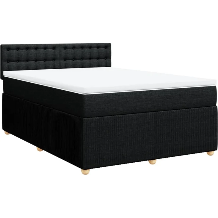 vidaXL Boxspringbett mit Matratze Schwarz 160x200 cm Stoff 3287523 – Bild 2