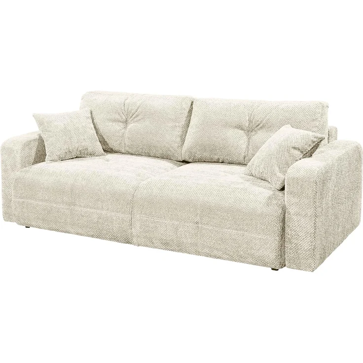 Schlafsofa Bullet von ED Exciting Design – Komfortables Mikrofaser-Sofa mit Nosagfederung Farbe Ivory, Bettkasten und Liftbeschlag – Bild 4
