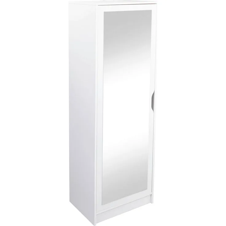 Livetastic Schuhschrank, Weiß, Holzwerkstoff, 7 Fächer, 58x190x40 cm, mit Spiegeltüren