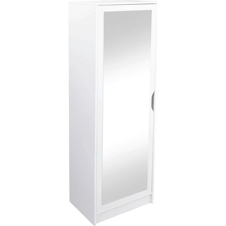 Livetastic Schuhschrank, Weiß, Holzwerkstoff, 7 Fächer, 58x190x40 cm, mit Spiegeltüren