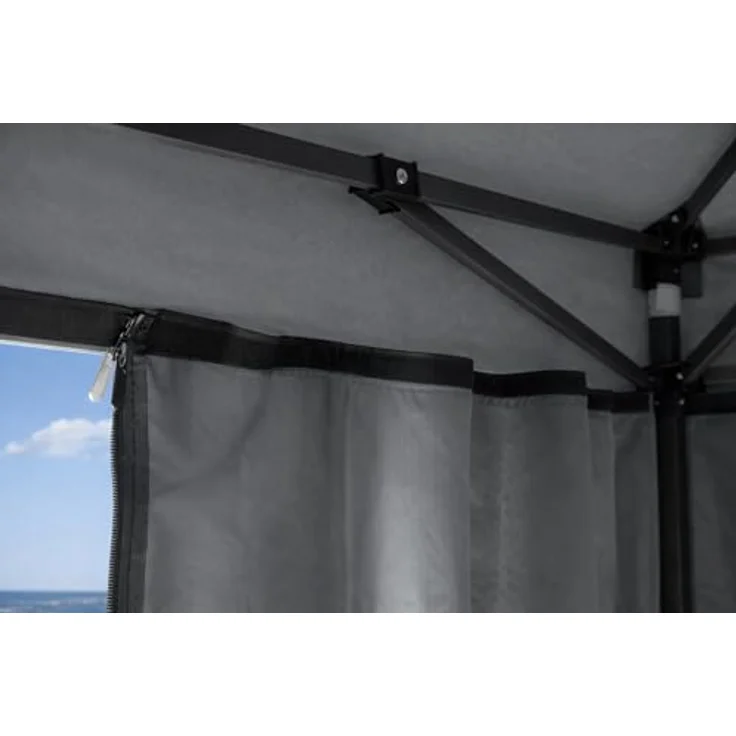 QUICK STAR Faltpavillon 2,5 x 2,5 m Smoky Grau, inklusive 4 Easy-Klett Seitenwände (2 Reißverschlüsse, 2 Fenster), mit 4 Fußgewichten und Tragetasche – Bild 5