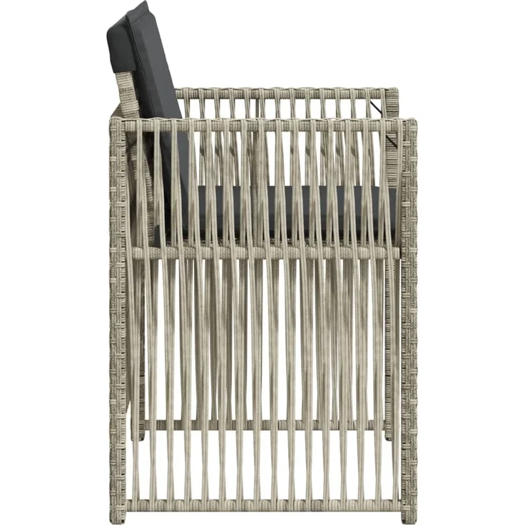 vidaXL Gartenstühle mit Kissen 4 Stk. Hellgrau Poly Rattan 364971 – Bild 5
