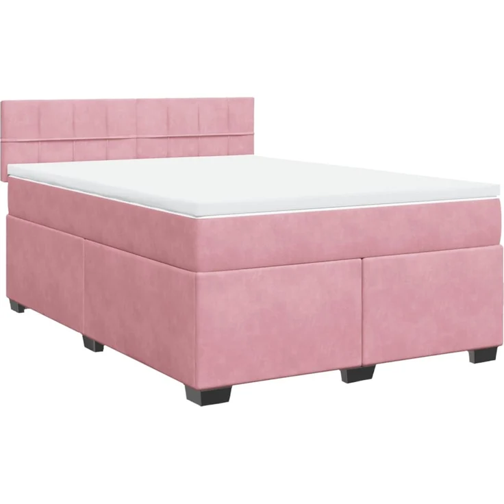 vidaXL Boxspringbett mit Matratze Rosa 160x200 cm Samt 3286359 – Bild 2