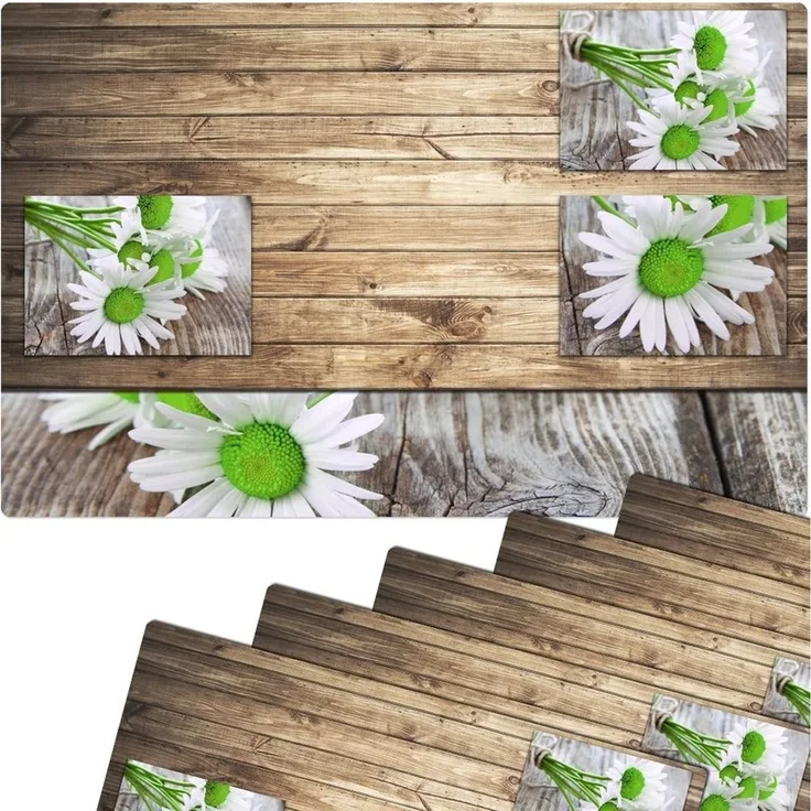 matches21 HOME & HOBBY Platzset Tischset Margeriten Blumen 6er Tischunterlage Tischdeko, (6-St), modernes Esstisch Platzdeckchen als abwaschbarer Tischuntersetzer