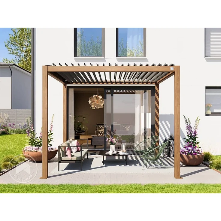 PRIMEYARD Pergola, Aluminium / Stahl braun, 3x3 m – Bild 4