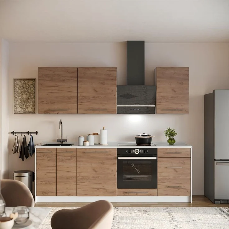 Küchenzeile Fame-Line Goldkraft Eiche/Weiß 230 cm, AP Eiche Vicco – Bild 3