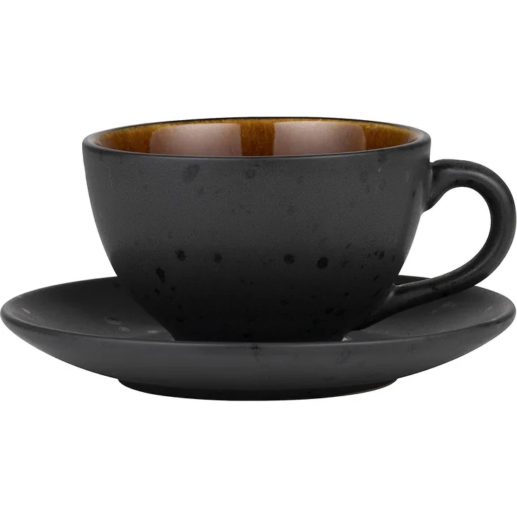 Bitz Tasse mit Untertasse schwarz / bernstein 0,22 l