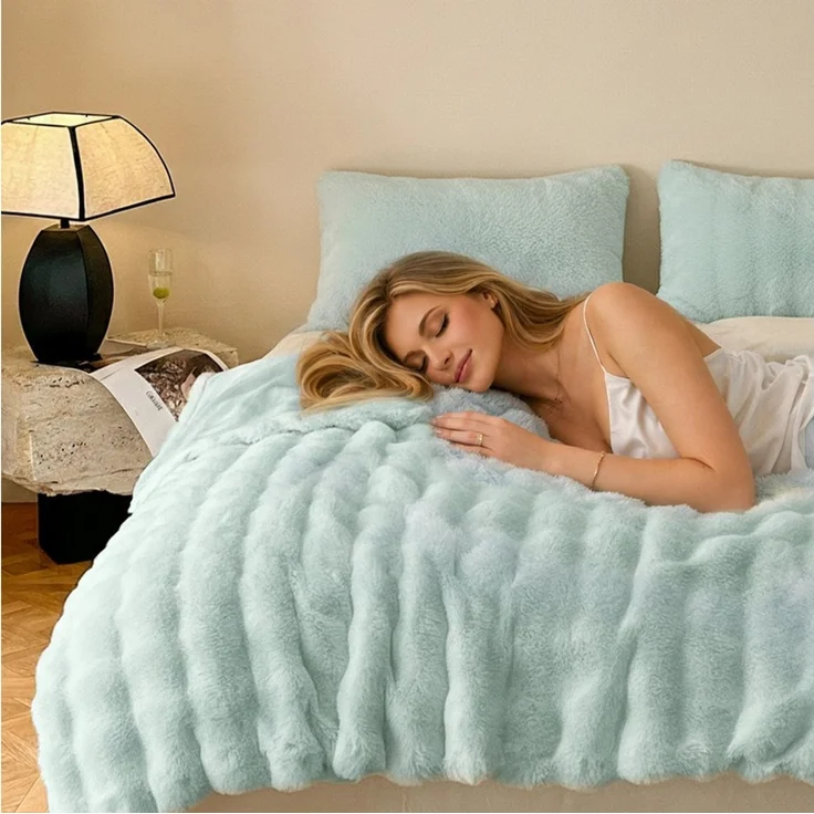 Wohndecke Kuscheldecke Kaninchen Plüsch Decke, KEAYOO, Kunstfell Warme Kuscheldecke für Couch Bett Sofa – Bild 4