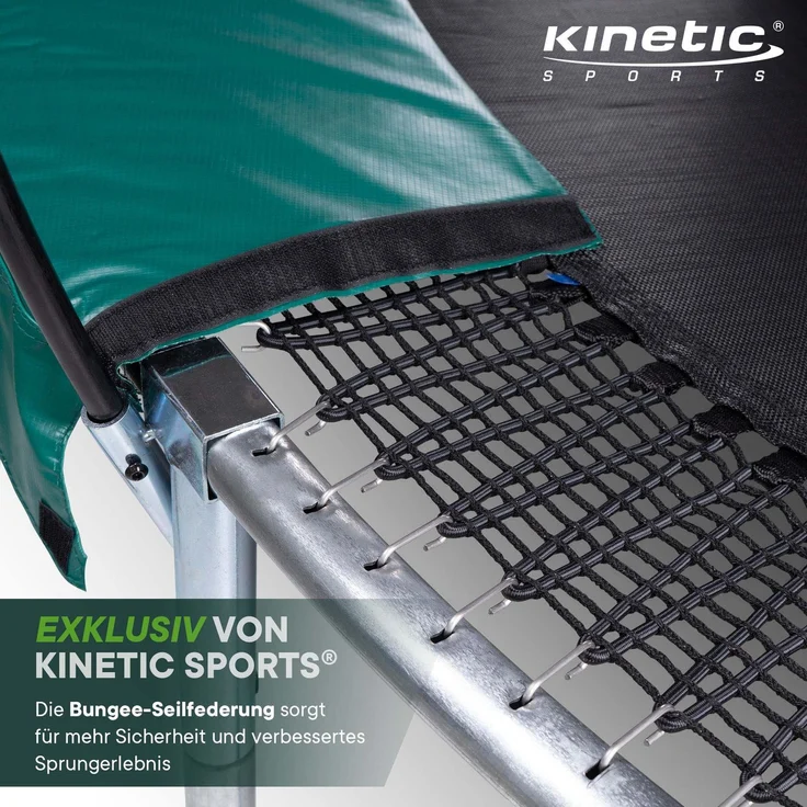KINETIC SPORTS Trampolin Federlos-Design 'Bungee Safety Elite' - AirMAXX Sprungtuch-Technologie, Ultraleise, Outdoor Gartentrampolin für Kinder & Erwachsene, Ø 366 cm – Bild 3