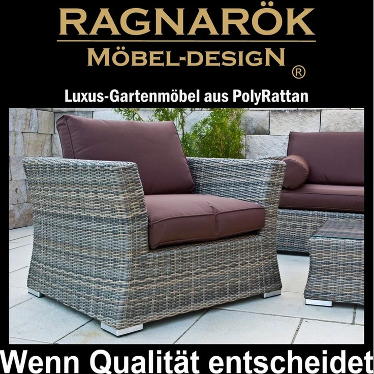 Ragnarök Möbel-Design Gartenlounge-Set Lounge Set Wotan, (Set, Ecksofa, Alu, Polyrattan), Ecksofa bestehend aus 4 einzelenen Elementen – Bild 4