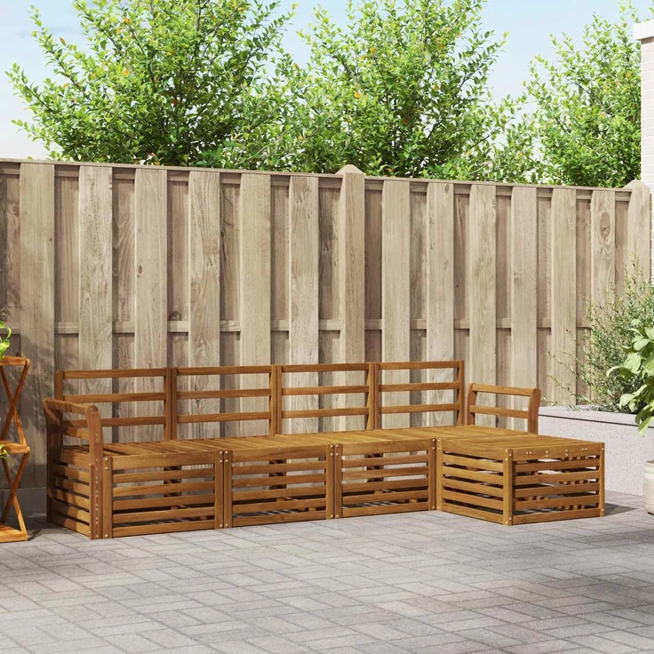 vidaXL Outdoor-Sofagarnitur 5 stk. 5-Sitzer Natur Massivholz Akazie 3374649 – Bild 1