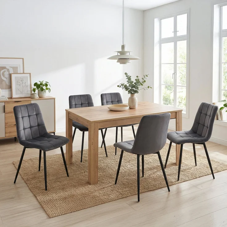 Esstisch ausziehbar 135x86 cm Wohnzimmertisch Holz Eiche Küchentisch Esszimmertisch Holztisch Tisch – Bild 2